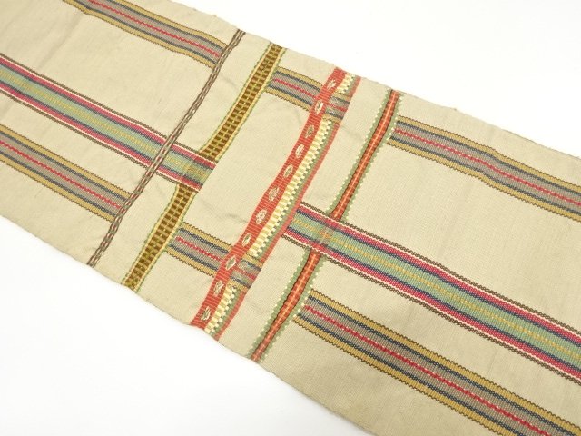JAPANESE KIMONO / ANTIQUE TSUMUGI VARIED MESH PATTERN WEAVE NAGOYA OBI
